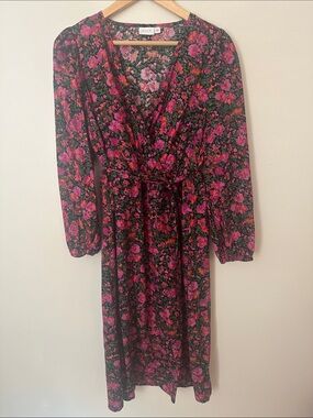ASOS Vila Pink Floral Wrap Midi Dress